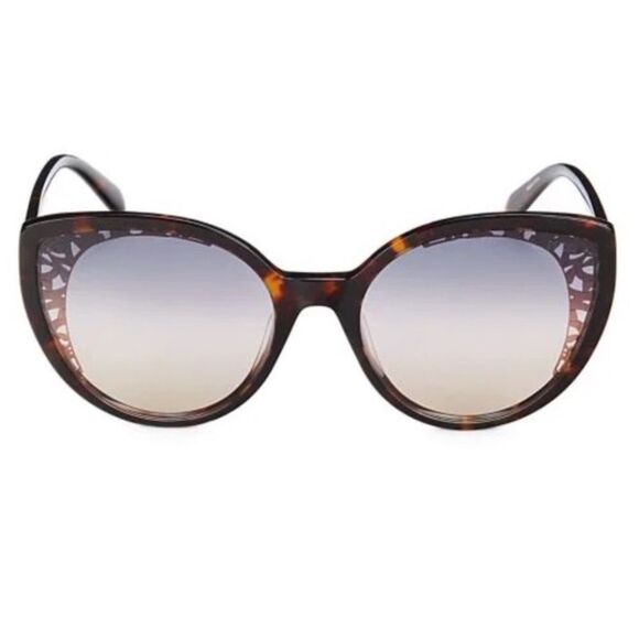 NWT Emilio Pucci 58MM Cat Eye Logo Silhouette Sunglasses with Case Full Set